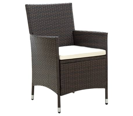 vidaXL 9 Piece Outdoor Dining Set with Cushions Poly Rattan Brown