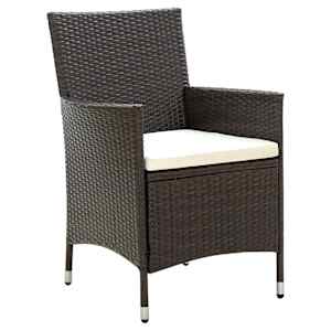 vidaXL 9 Piece Outdoor Dining Set with Cushions Poly Rattan Brown