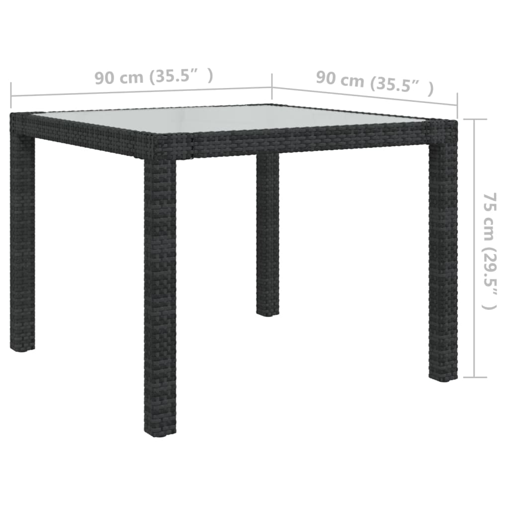 Set mobilier de exterior cu perne, 3 piese, negru, poliratan