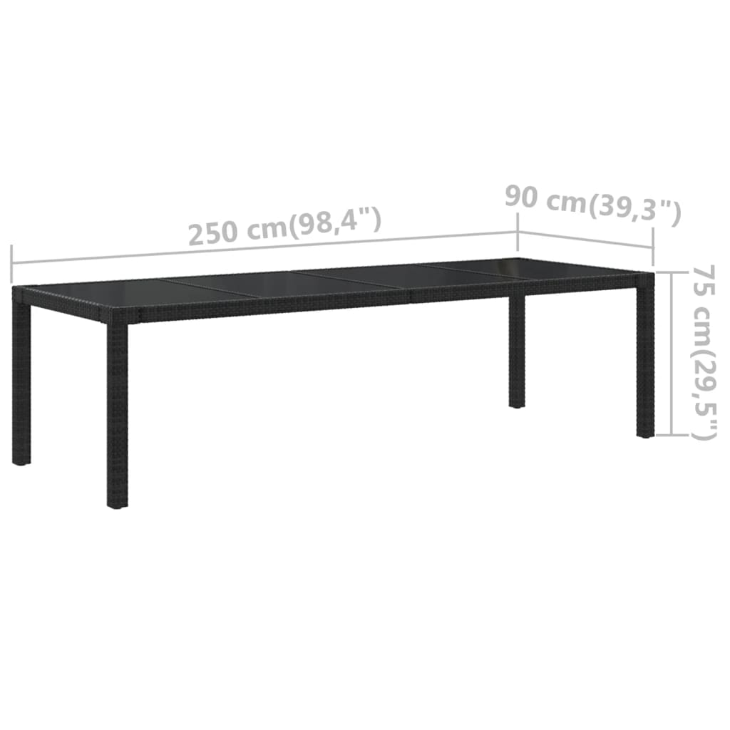 Set mobilier de grădină cu perne, 9 piese, negru, poliratan