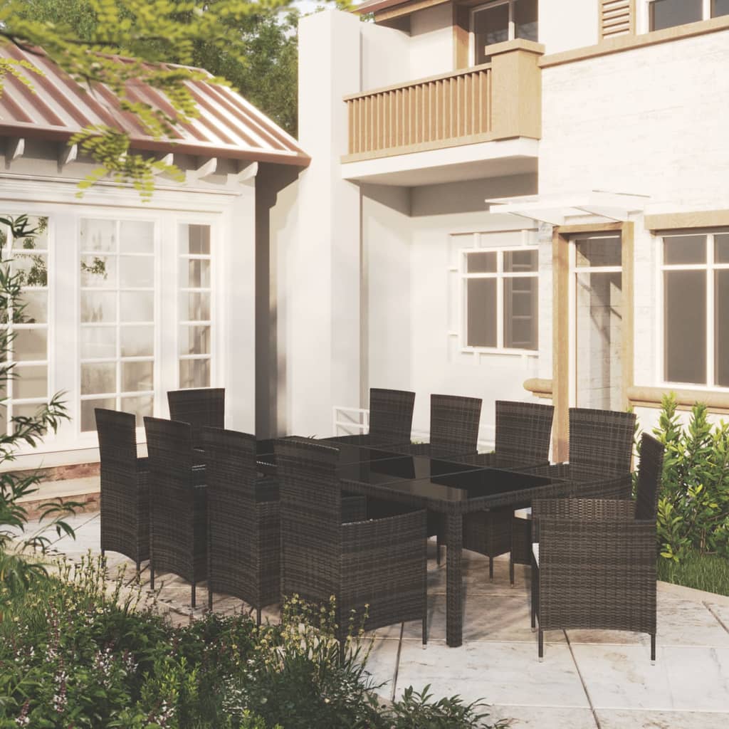 vidaXL Set mobilier de exterior cu perne, 11 piese, negru, poliratan exterior imagine model 2022