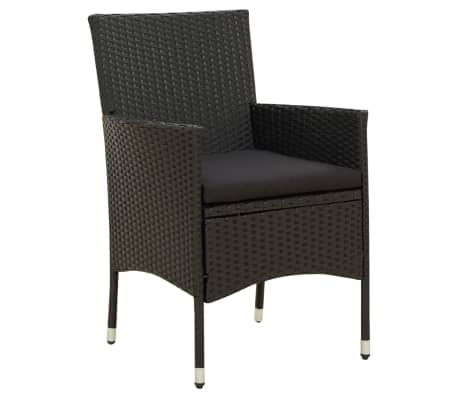 vidaXL Set mobilier de exterior cu perne, 3 piese, negru, poliratan