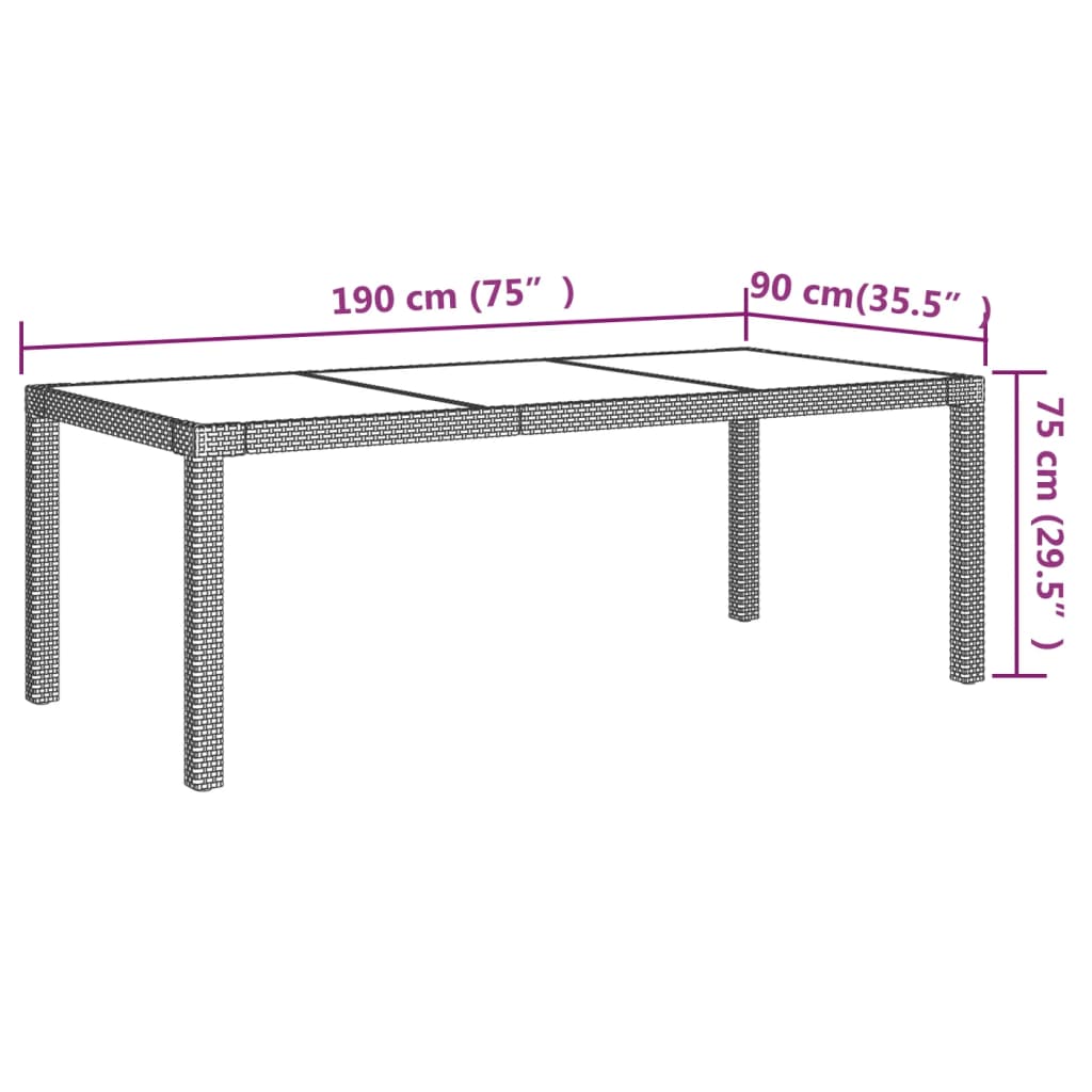 Set mobilier de exterior cu perne, 7 piese, negru, poliratan