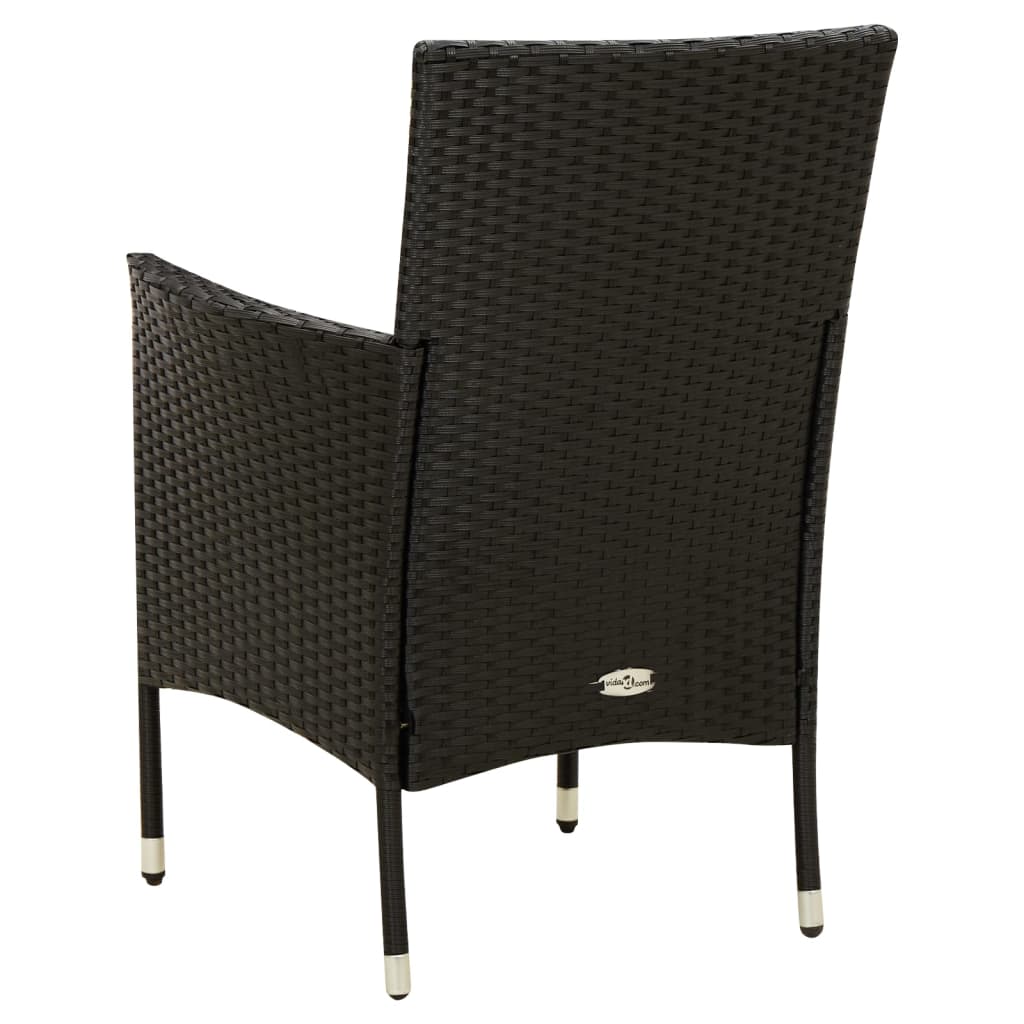 Set mobilier de exterior cu perne, 5 piese, negru, poliratan