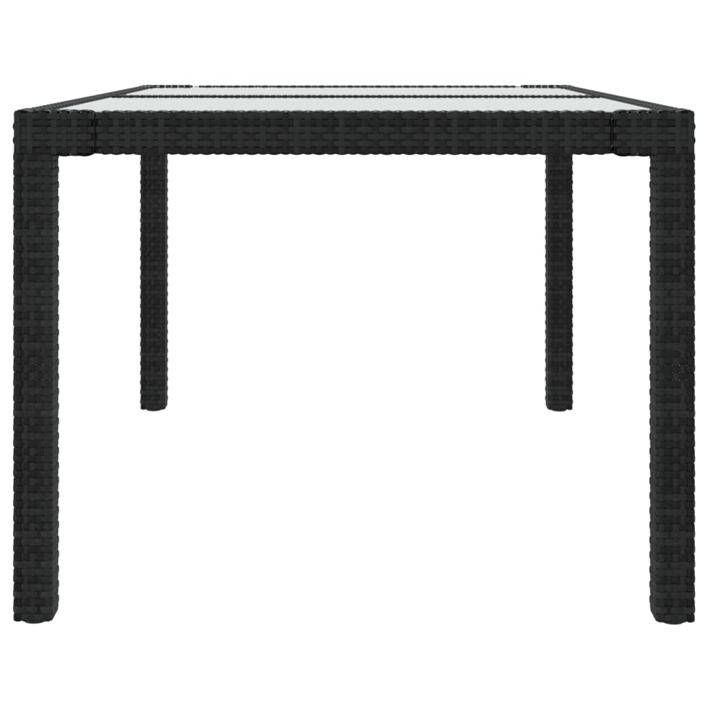 Komplet ogr. meblowy, stal, polirattan, czarny, 150x90x75 cm, 6 krzeseł, 6 poduszek