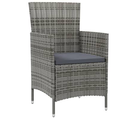 vidaXL Lauko komplektas su pagalvėmis, 11 dalių, pilkas, poliratanas