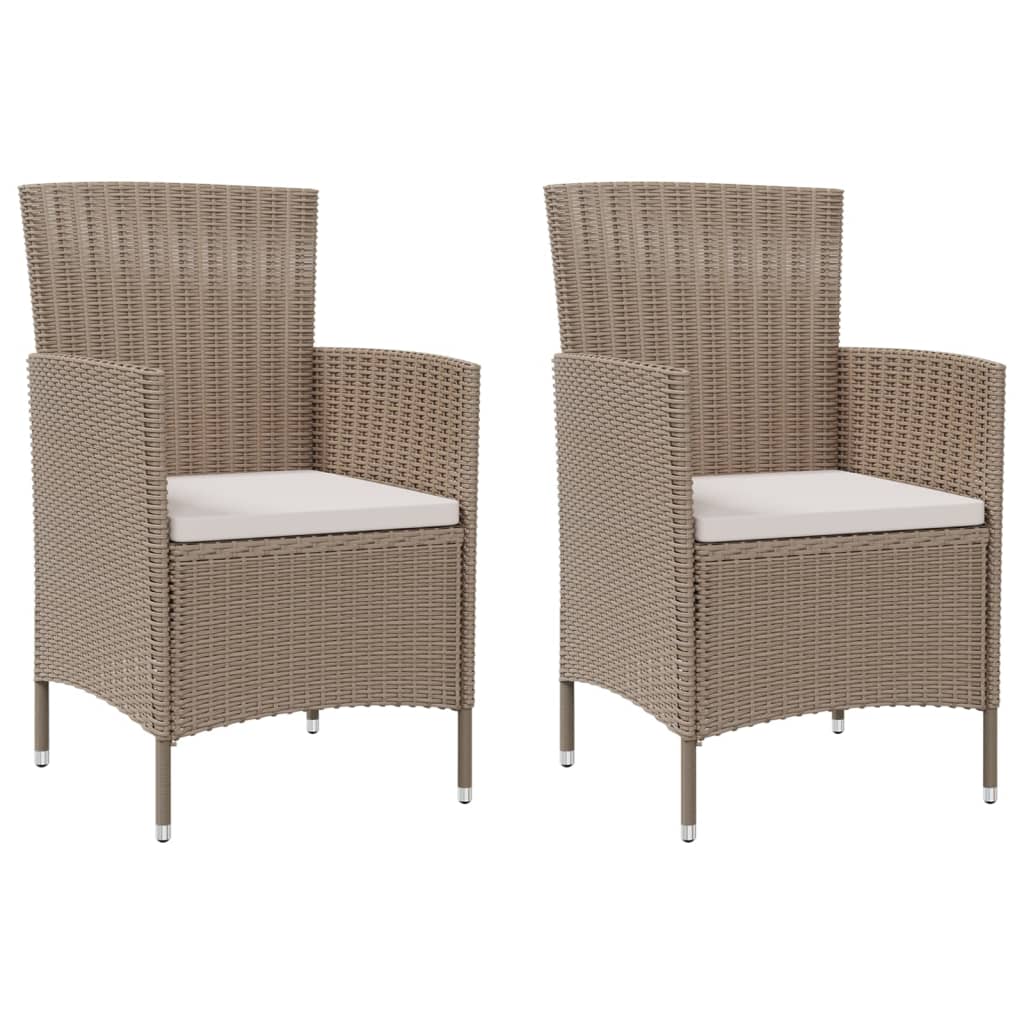 vidaXL 3-delige Tuinset met kussens poly rattan beige afbeelding