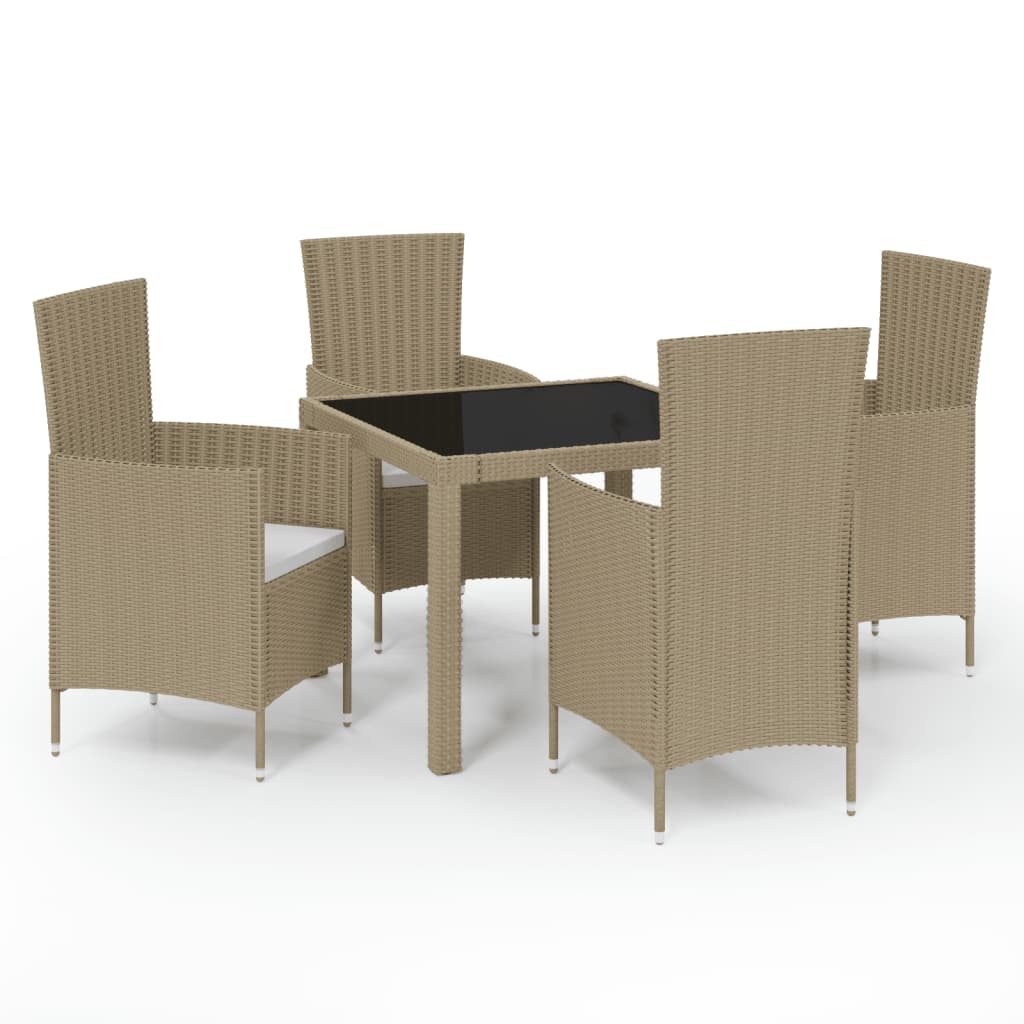 Photos - Garden Furniture VidaXL 5 Piece Outdoor Dining Set with Cushions Poly Rattan Beige 