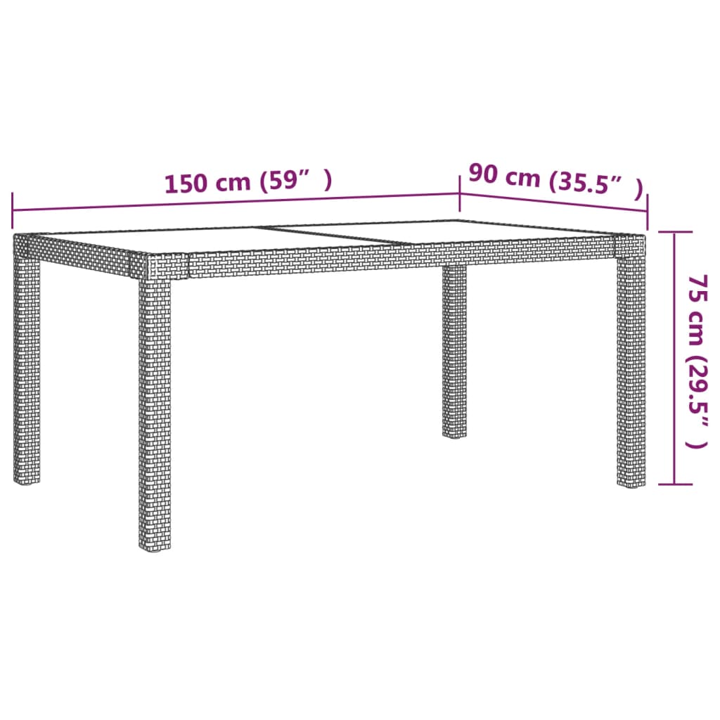 

vidaXL 7-delige Tuinset met kussens poly rattan beige