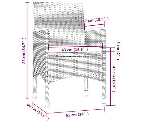 Ensemble Salon De Jardin 7 Pièces VidaXL – Table Et 6 Chaises Résine Tressée Gris – Verre Trempé, Coussins Amovibles – Pour Terrasse Et Jardin