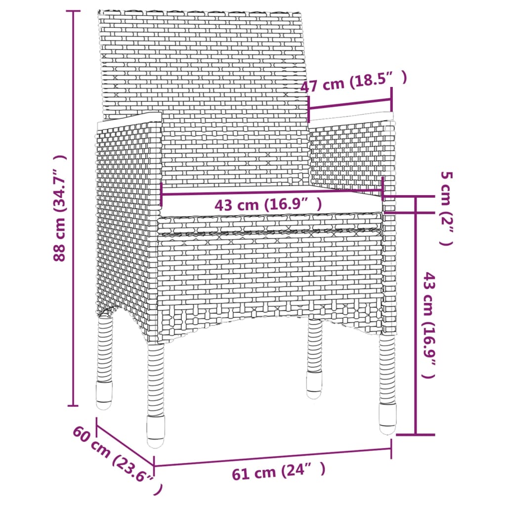 Set mobilier de grădină cu perne, 9 piese, gri, poliratan