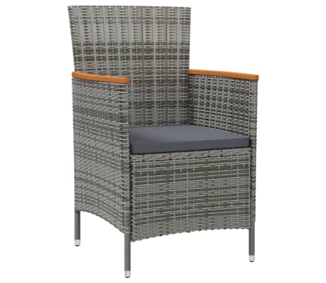 vidaXL Baldų komplektas su pagalvėmis, 9 dalių, pilkas, poliratanas