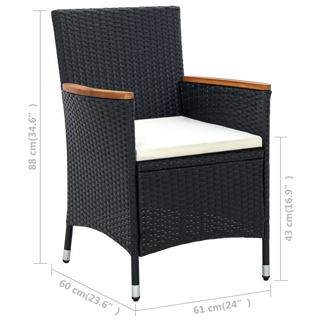 Stolik ogrodowy czarny 150x90x75cm + 4 krzesła kremowe 61x60x88cm