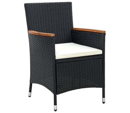 vidaXL Lauko komplektas su pagalvėlėmis, 9 dalių, juodas, poliratanas