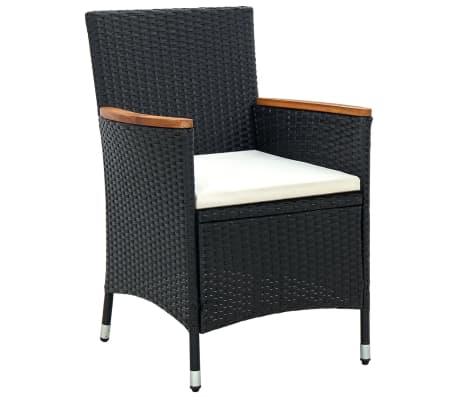 vidaXL Lauko komplektas su pagalvėlėmis, 9 dalių, juodas, poliratanas