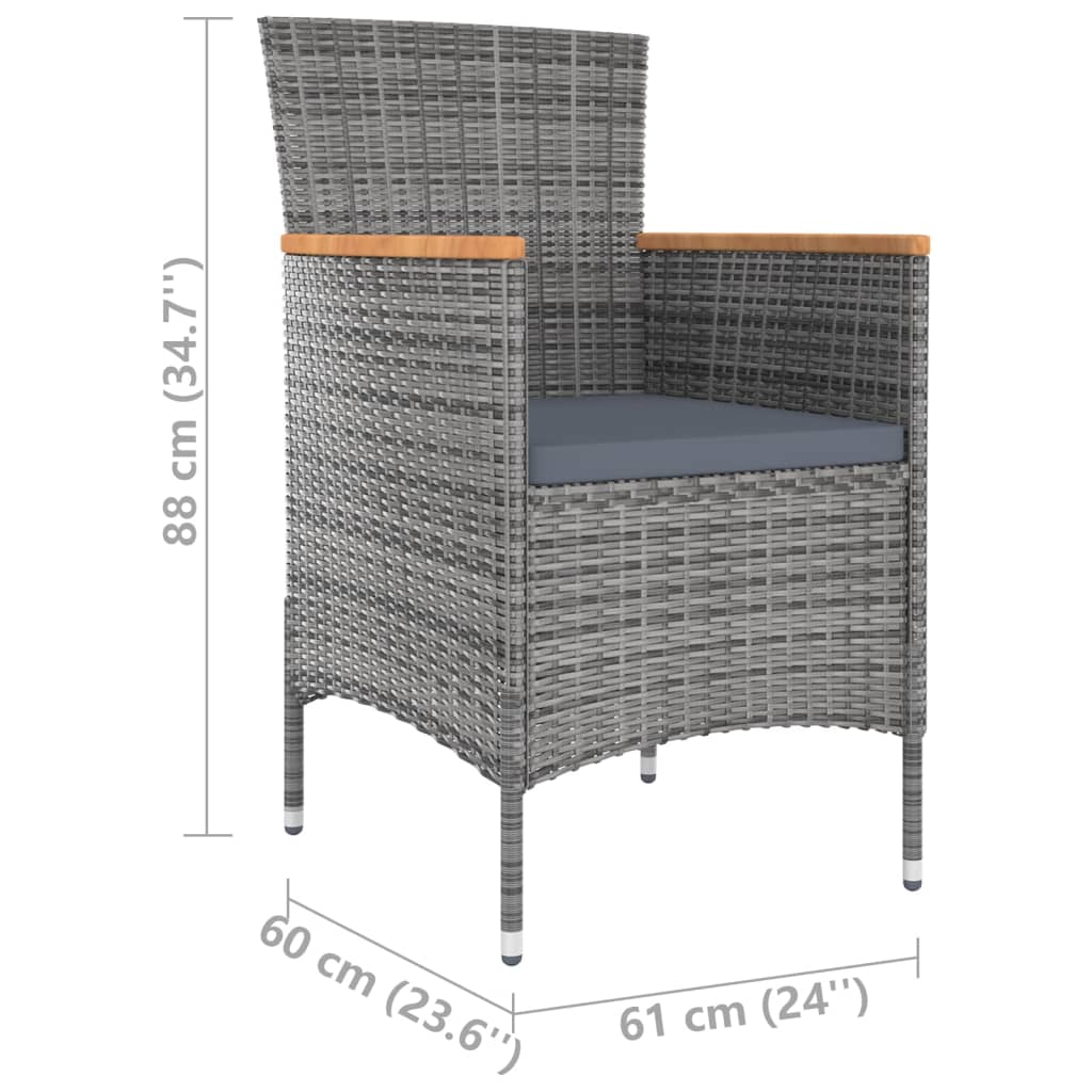 Set mobilier de exterior cu perne, 5 piese, gri, poliratan