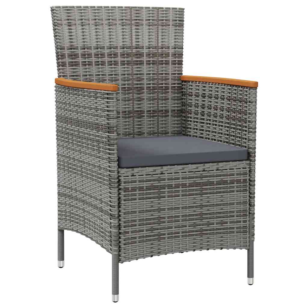 vidaXL 7-delige Tuinset met kussens poly rattan zwart en grijs afbeelding
