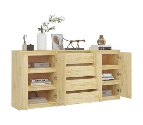 vidaXL Credenze 3 pz in Legno Massello di Pino