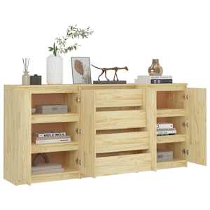 vidaXL Credenze 3 pz in Legno Massello di Pino