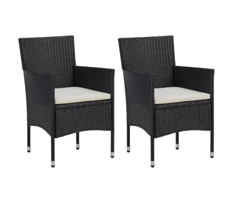 vidaXL 3-delige Tuinset met kussens poly rattan zwart