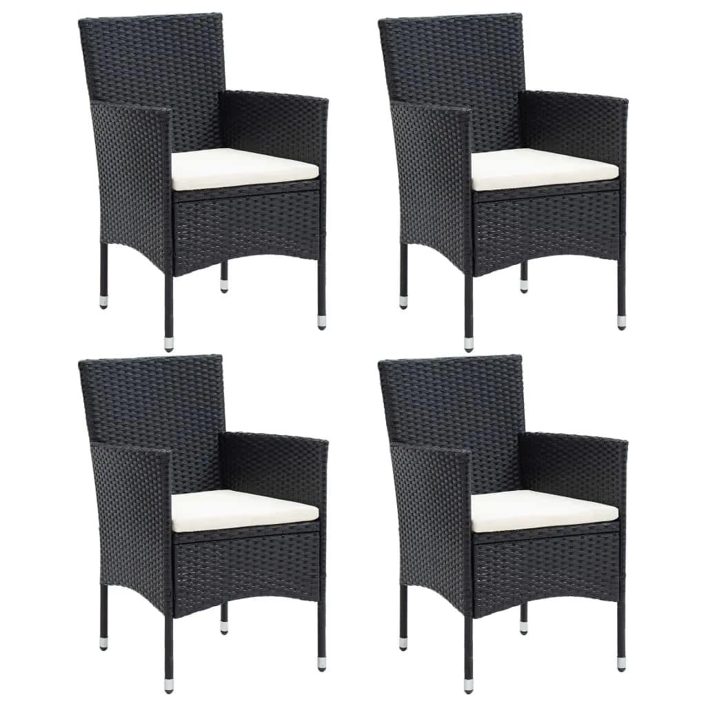 Set mobilier de grădină cu perne, 5 piese, negru, poliratan