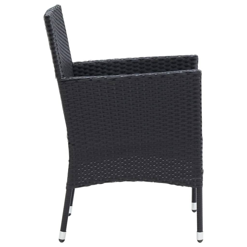 Set mobilier de grădină cu perne, 5 piese, negru, poliratan