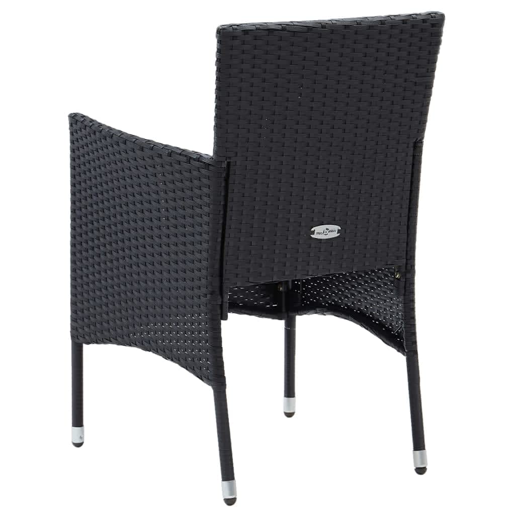 Set mobilier de grădină cu perne, 5 piese, negru, poliratan