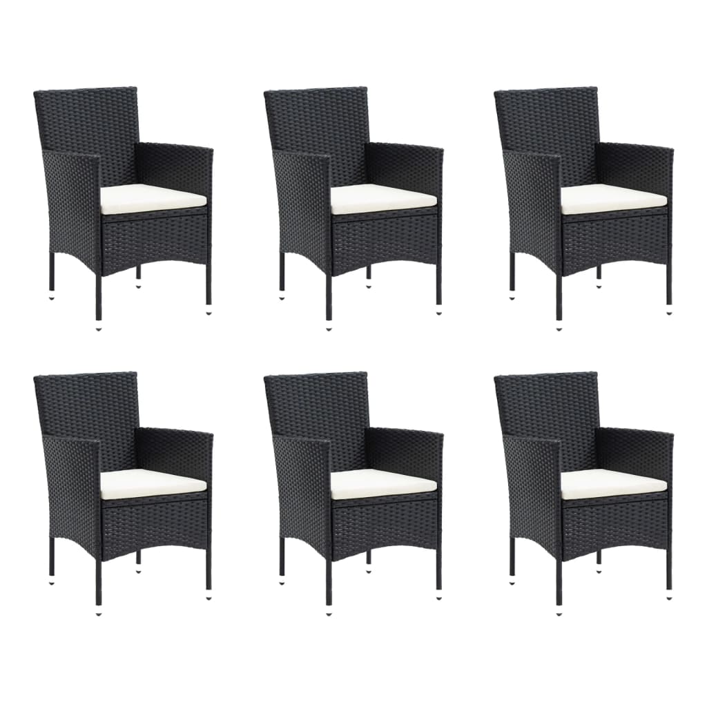 Thumbnail - vidaXL 7-tlg. Garten-Essgruppe mit Kissen Poly Rattan Schwarz
