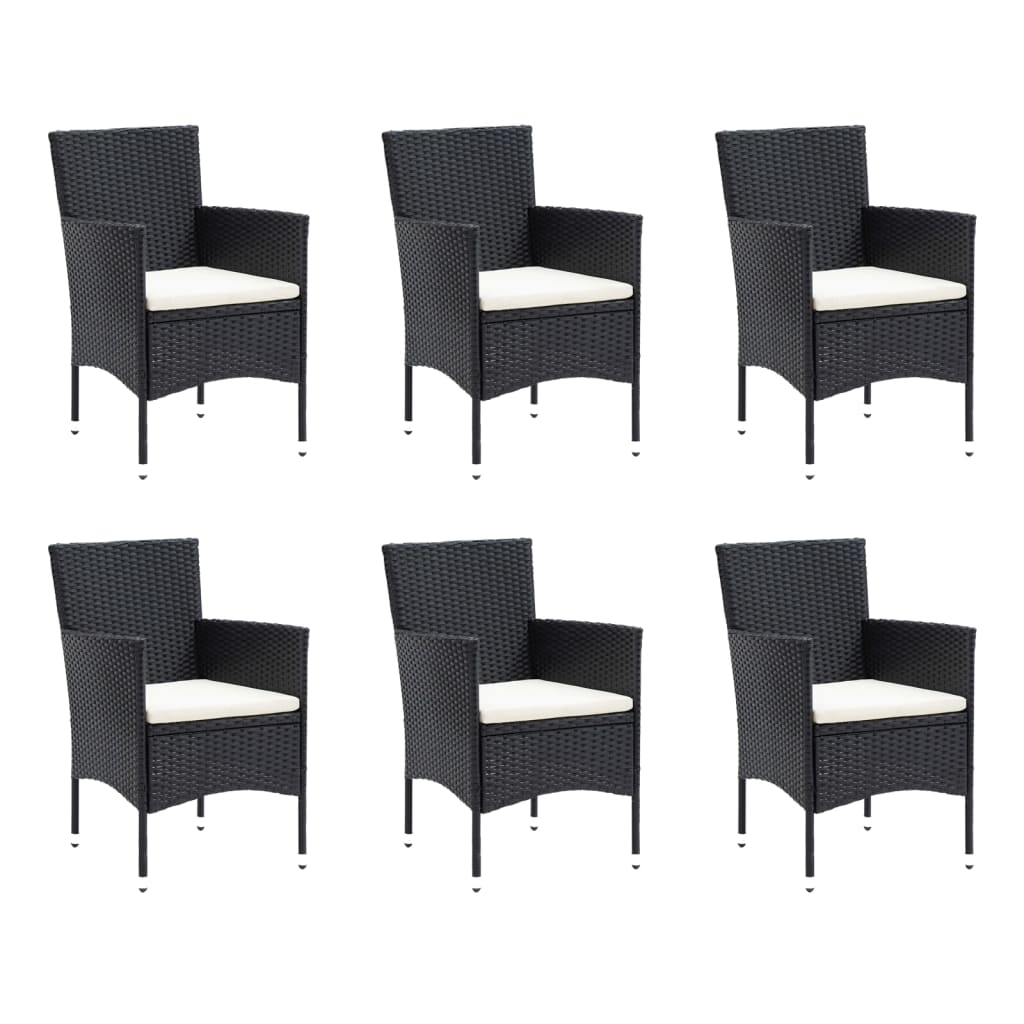 vidaXL 7-delige Tuinset met kussens poly rattan zwart afbeelding