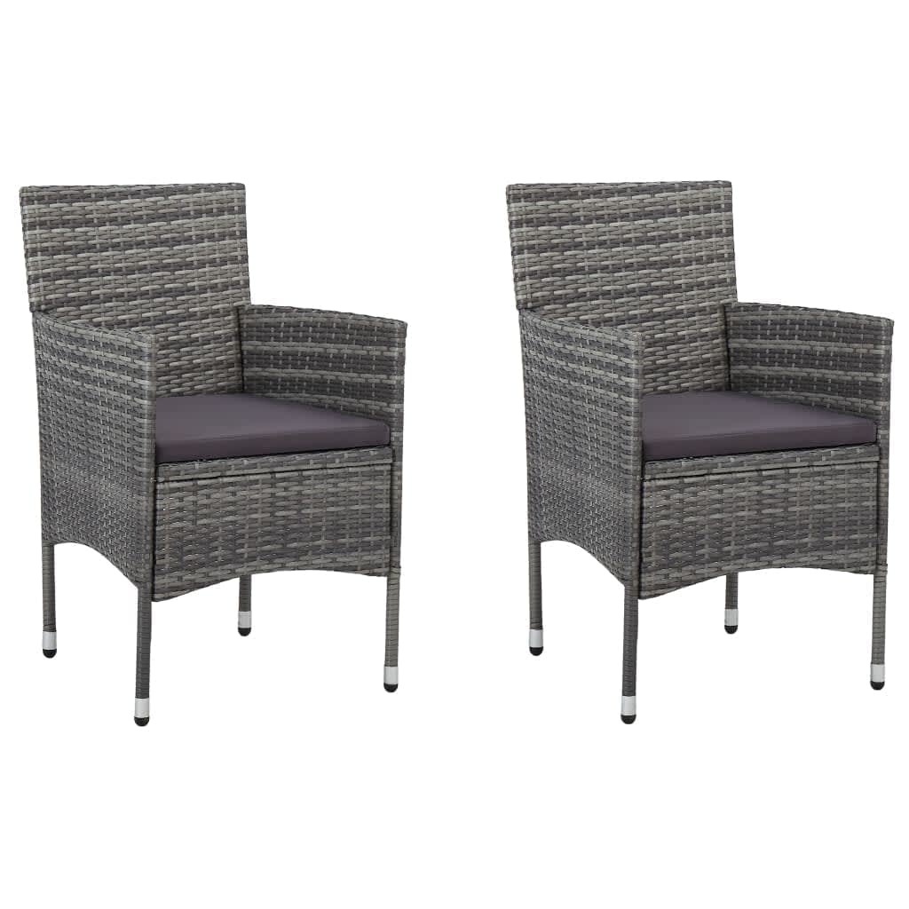vidaXL 3-delige Tuinset met kussens poly rattan grijs afbeelding