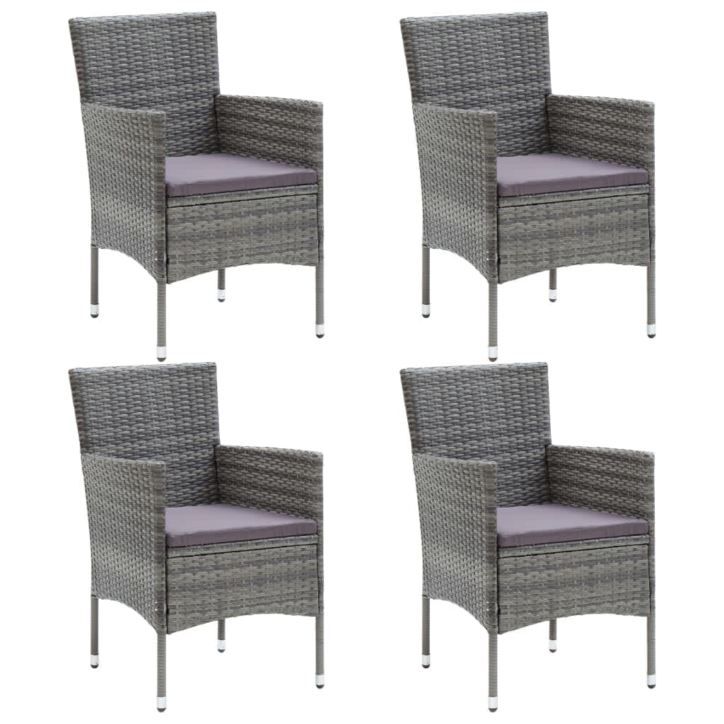 

vidaXL 5-delige Tuinset met kussens poly rattan grijs