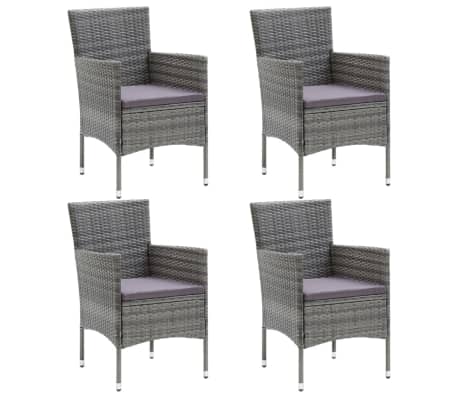 vidaXL 5-delige Tuinset met kussens poly rattan grijs