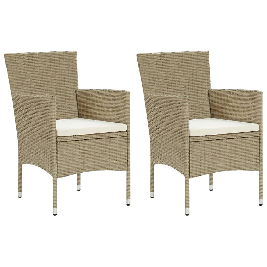 vidaXL 3-delige Tuinset met kussens poly rattan beige afbeelding