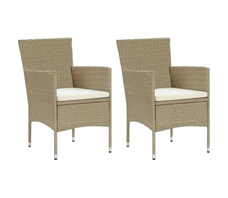 vidaXL 3-delige Tuinset met kussens poly rattan beige