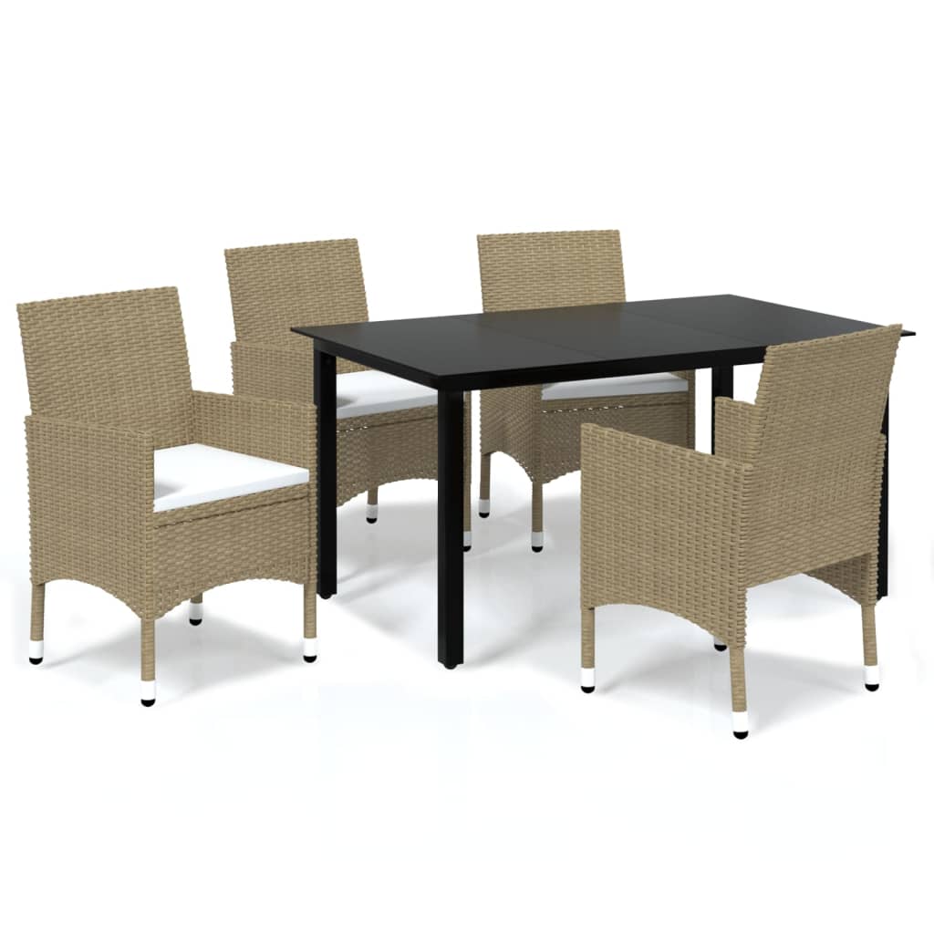 Thumbnail - vidaXL 5-tlg. Garten-Essgruppe mit Kissen Poly Rattan Beige