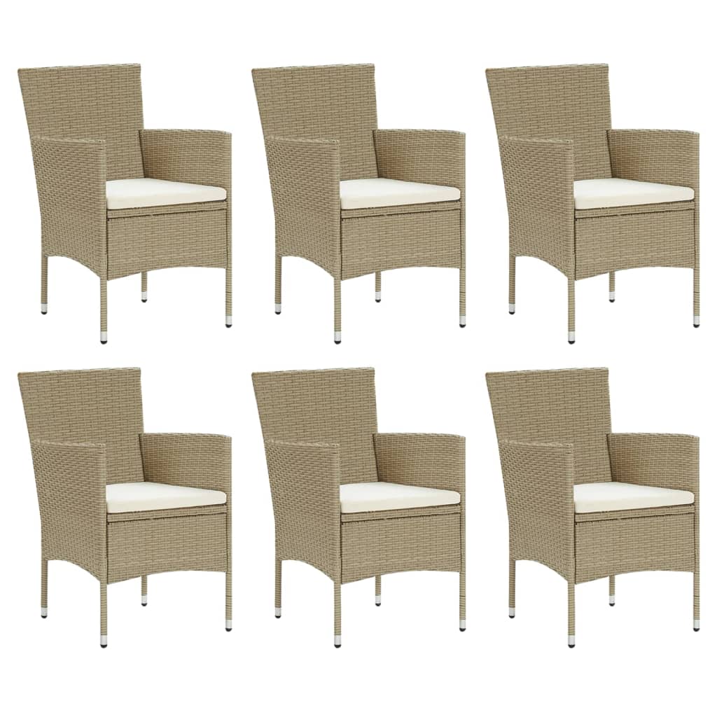 vidaXL 7-delige Tuinset met kussens poly rattan beige afbeelding