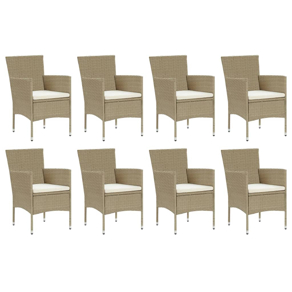 

vidaXL 9-delige Tuinset met kussens poly rattan beige