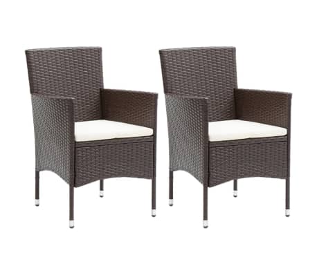vidaXL 3-delige Tuinset met kussens poly rattan bruin