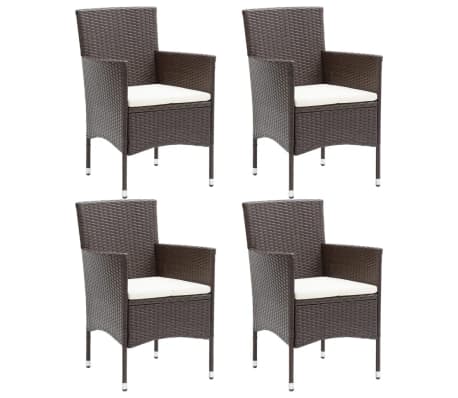 vidaXL 5-delige Tuinset met kussens poly rattan bruin
