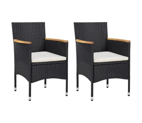 vidaXL 3-delige Tuinset met kussens poly rattan zwart