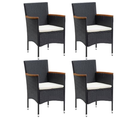 vidaXL 5-delige Tuinset met kussens poly rattan zwart