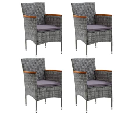 vidaXL Ensemble &agrave; manger de jardin coussins 5pcs R&eacute;sine tress&eacute;e Gris