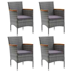 vidaXL Ensemble &agrave; manger de jardin coussins 5pcs R&eacute;sine tress&eacute;e Gris