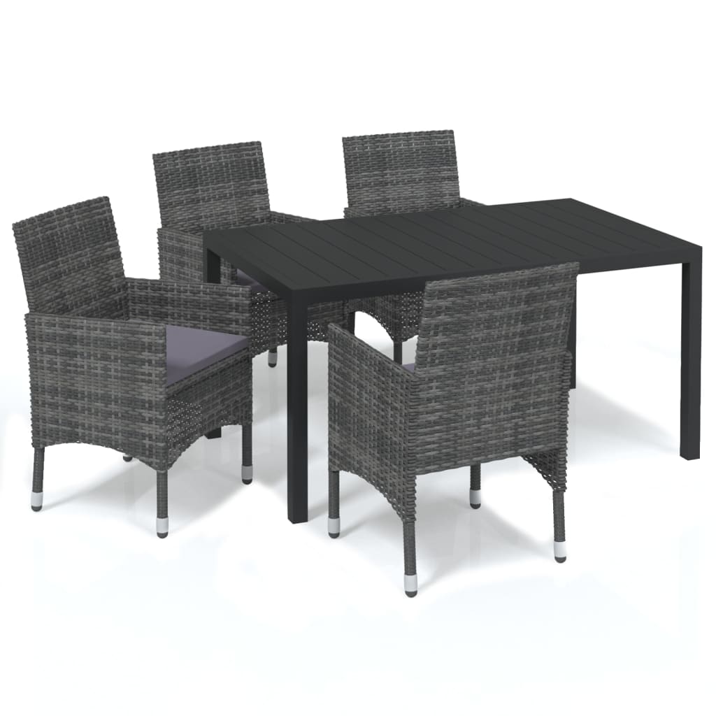 Thumbnail - vidaXL 5-tlg. Garten-Essgruppe mit Kissen Poly Rattan Grau