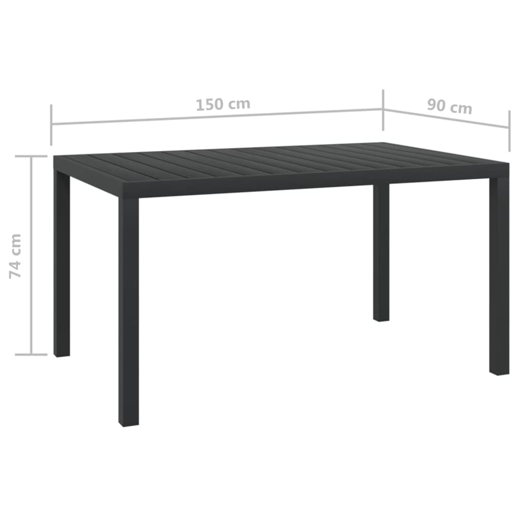 Komplet mebli ogrodowych - Stół 150x90x74 cm, Krzesła 53x58x84 cm, Czarny