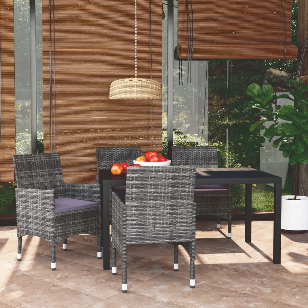 Komplet mebli ogrodowych - Stół 150x90x74 cm, Krzesła 53x58x84 cm, Czarny