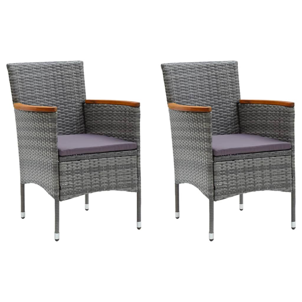 vidaXL 3-delige Tuinset met kussens poly rattan grijs afbeelding