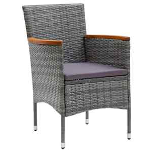 3dílný zahradní jídelní set s poduškami polyratan šedý - obrázek 4