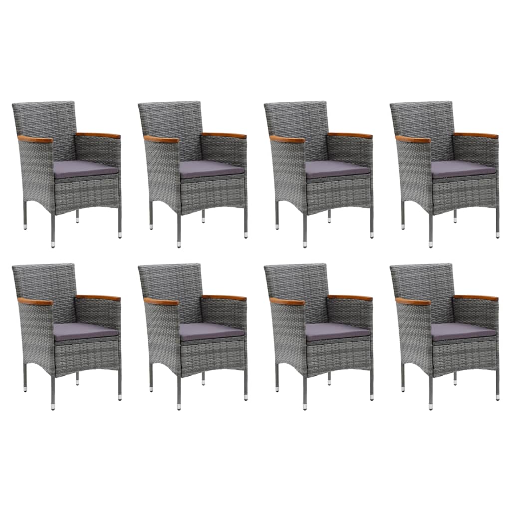 

vidaXL 9-delige Tuinset met kussens poly rattan grijs