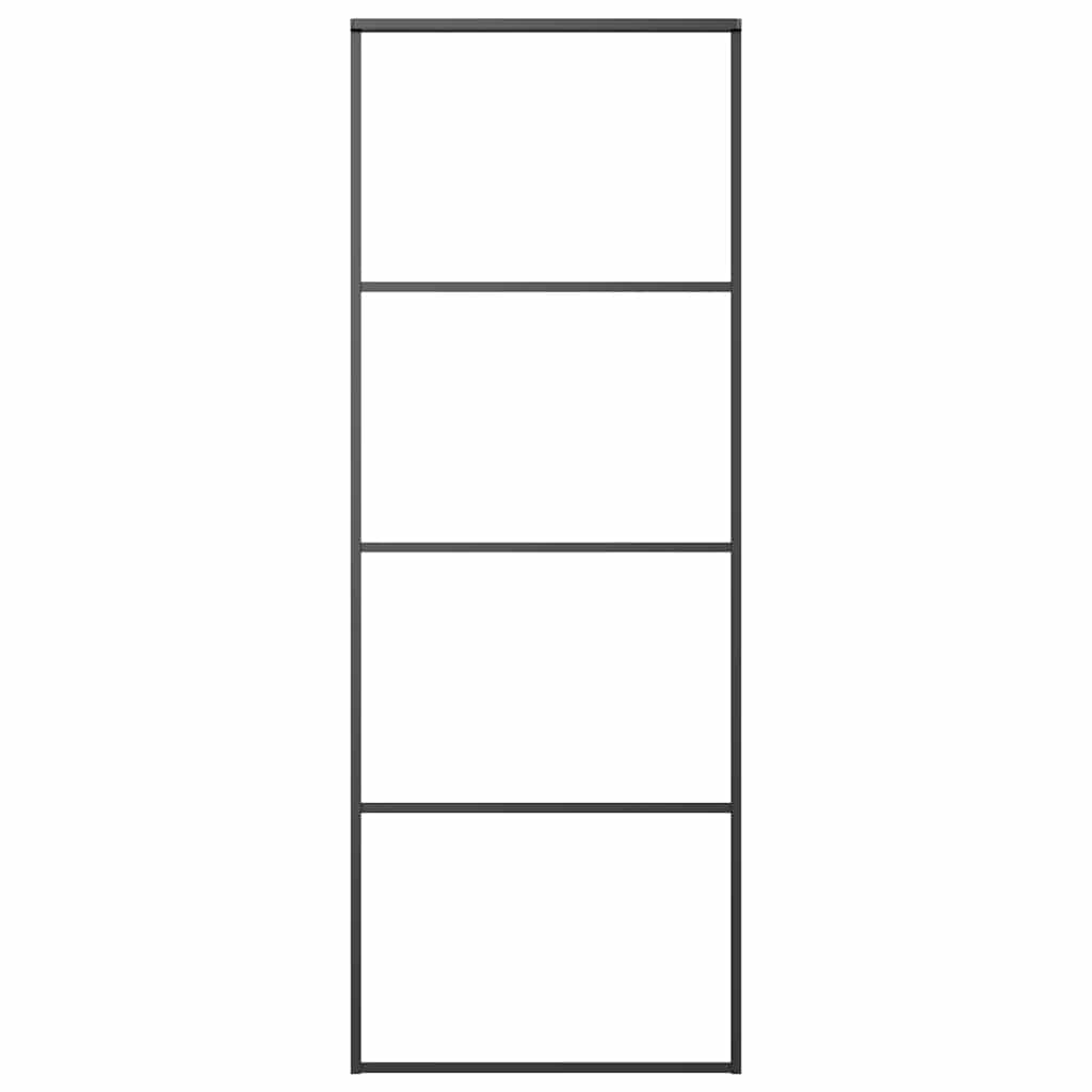 vidaXL Posuvné dveře mléčné ESG sklo a hliník 76 x 205 cm černé